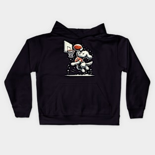 funny dog basketball slam dunked Kids Hoodie